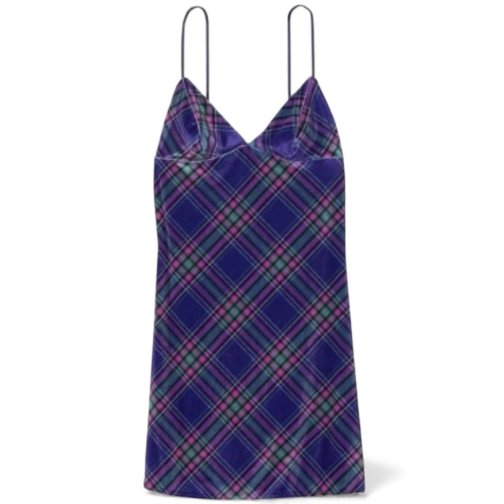 Victoria’s Secret Velvet Plaid Slip Dress Size XL